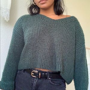 Cropped ME to WE Green Sweater